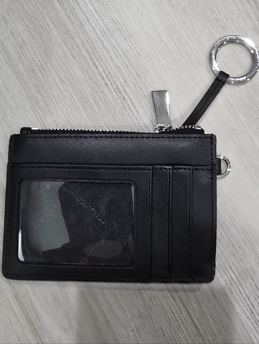 Michael Kors Jet Set Small Logo Embossed Patent Leather Coin Card Metalic Silver - Picture 3 of 6